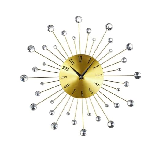Deco 79 Metal Starburst Wall Clock with Crystal Accents, 15" x 1" x 15", Gold