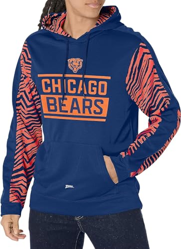 Zubaz NFL Men's Team Color Pullover Hoodie With Classic Zebra Print Accents, Chicago Bears, Large