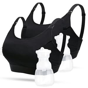 Lupantte Hands Free Pumping Bra for Women 2 Pack, Supportive Comfortable Breast Pump Bra with Pads, All Day Wear Pumping…