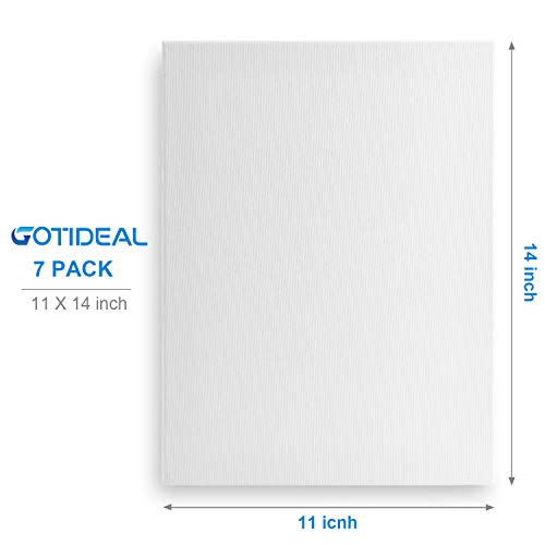GOTIDEAL Stretched Canvas, 11x14 Inch Set of 7, Primed White - 100% Cotton Artist Canvas Boards for Painting, Acrylic Pouring, Oil Paint Dry & Wet Art Media - Thumbnail 2
