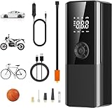Greatop 4500mAh Mini Compresor Aire Portatil,150 PSI inflador Ruedas Coche con Pantalla LCD Digital y Linterna LED, 5 Modos para Coche, Moto, Scooter, Bicicleta,Pelotas