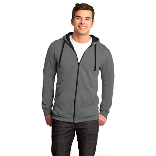 District Men's Young The Concert Fleece Full Zip Hoodie XXL Grey