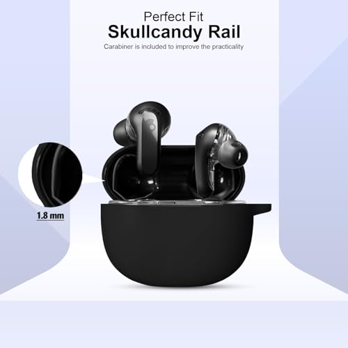 LIRAMARK Silicone Case for Skullcandy Rail ANC Earbuds Black - Image 3
