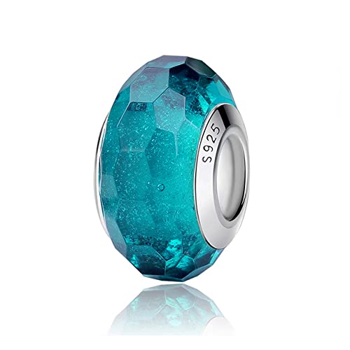 Nbsameng Breloque en Verre de Murano, Charms pour Bracelets et Chaînes pour Femme, Charm en Argent à 925, Breloques Compatibles Pandora, Gnoce et Trollbeads,Vert paon Cover