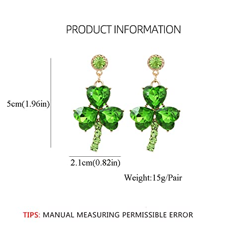St Patrick's Day Earrings For Women Girls,Rhinestone Irish Shamrock Drop Dangle Earrings Green Clover Crystal Opal Earrings Good Luck Holiday Jewelry Gift (A) #TOP5