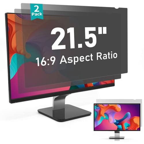 SOPPY [2-Pack] 21.5 inch Computer Privacy Screen Filter for 16:9 Widescreen Display, SOPPY PC Privacy Screen Filter, Anti Spy Anti-Glare Blue Light Blocking Screen Protector Film (WxH: 476mmx268mm)