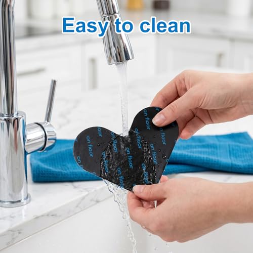 12-Stück Herzförmige Anti-Rutsch Antirutschmatte Teppich-Fixierung Selbkleber – Rutschstopp Pads für Teppichboden, Selbstklebende Klebepads, 100% rutschfest für Küche, Bad, Wohnzimmer, Hotel, Spa