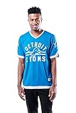 Ultra Game NFL Detroit Lions Mens Standard Jersey V-Neck Mesh Stripe Tee Shirt, Team Color, X-Large
