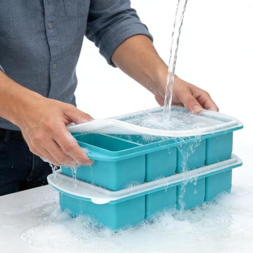 2 pcs Silikon Gefrierform mit Deckel,Aufbewahren von 250 ml / 125 ml Brühe, BPA-frei, Stapelbar,Ideal für Suppe, Aufläufe & Meal Prep