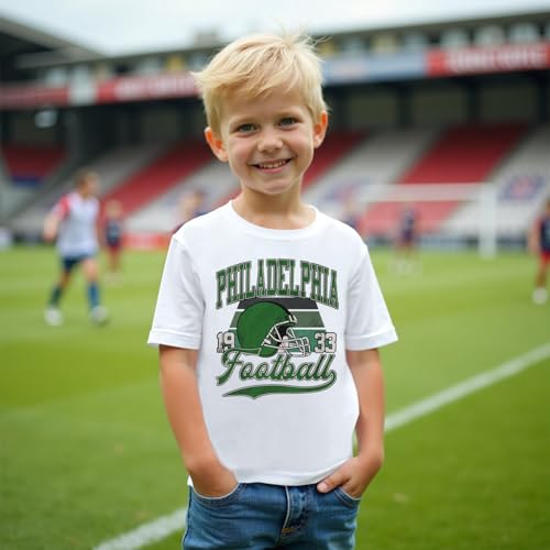 Toddler Boy Girl Football Shirt Retro Game Day T-Shirt Funny Football Helmet Graphic Tee Kids Summer Short Sleeve Tops2