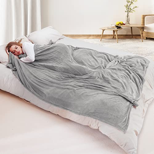 Duoduo Heated Blanket 62X84'' Twin Size With 4 Heating Levels 10 Hours Auto-Off Electric Throw In Cozy Plush Fabric Reversible For Home Bedding Couch- Grey #TOP4