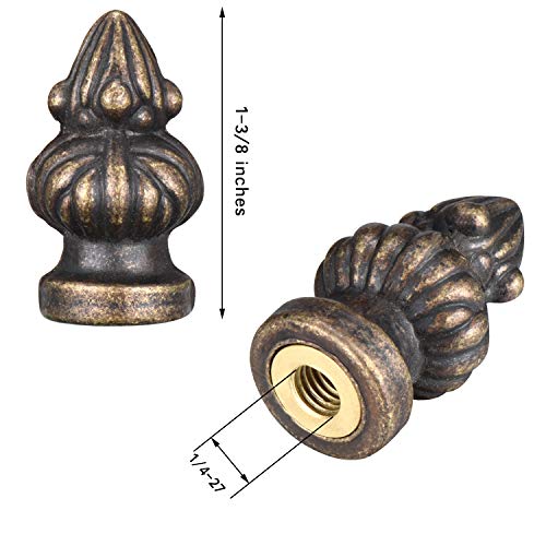 Image of Canomo 2 Packs Lamp Finial Cap Knob Lamp Decoration for Lamp Shade, Antique Brass, 1-3 /8 Inches (Small Size)