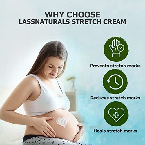 Image of Lass Natural Stretch Mark Removal Cream For Women, Stretch Mark Cream For Pregnancy, Stretch Mark Cream During Pregnancy, Stretch Mark Removal Ceam After Pregnancy - 100g
