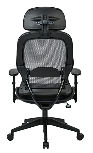 Space Seating Professional Airgrid Dark Back And Padded Black Eco Leather Seat, 2-To-1 Synchro Tilt Control, Adjustable Arms And Tilt Tension With Nylon Base Executives Chair With Adjustable Headrest #TOP5