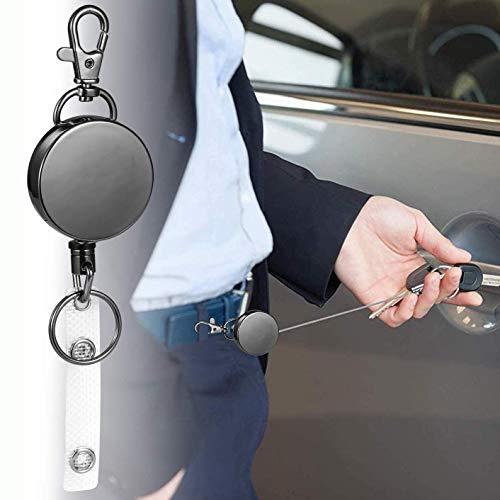 Retractable Work Badge Clip Heavy Duty Retractable Badge Holder Reel Keychain With Lobster Clasps And 6Pcs Card Holders (3Cm Diameter) #TOP3