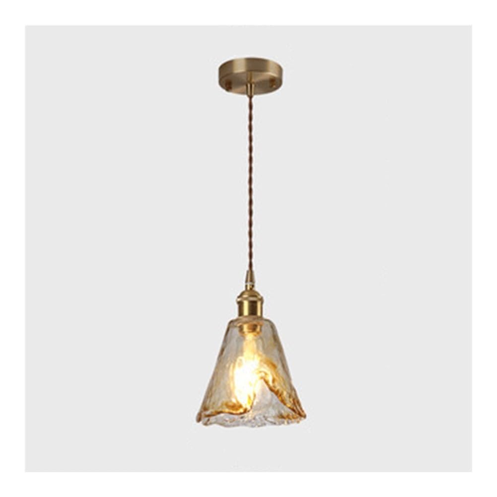 Lustre moderne en verre ambré et laiton à hauteur réglable