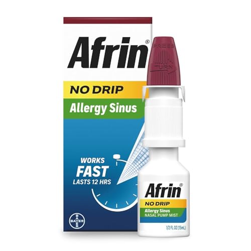 Afrin No Drip Allergy Sinus Nasal Spray - Fast and Powerful Nasal Decongestion From Allergies 15mL