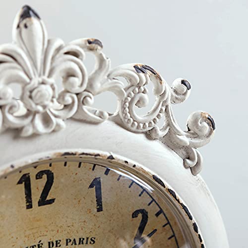 Reloj de mesa vintage Nikky Home con acabados envejecidos de alta calidad decorativa 7
