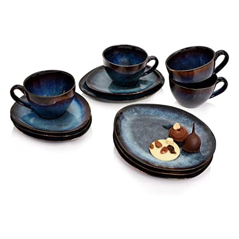 Sänger | Kaffeeservice Tokio aus Steingut, Kaffee Set für 4 Personen, Tassen, Untersetzer, Teller - Erweiterung zum 12 TLG Tafelservice Tokio | 230 ml Cover