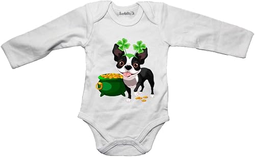 St. Patrick's Dog - Baby Grow 6-12 months White Long Sleeve