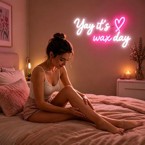 Image of White&Pink Neon Sign Led Neon Lights Signs for Wall Decor USB Powered Led Signs for Room Decoration-Yay It's Wax Day