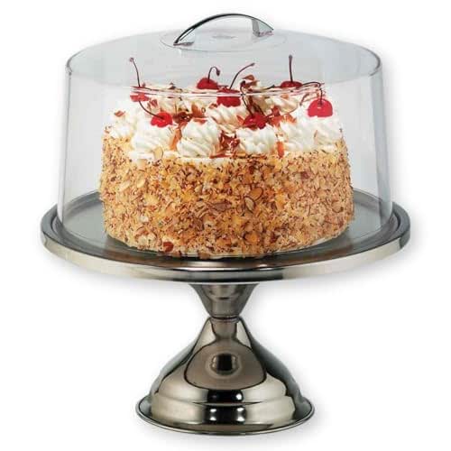 Tablecraft Cake Stand with Dome, Clear Acrylic Shatterproof Lid Cover