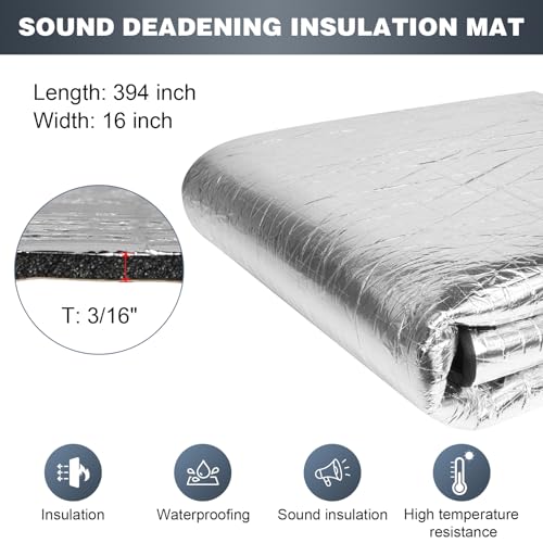 Storystore 394 mil (10mm) 16.5 sqft Heat Sound Deadening Insulation Mat, 39\"(W) x 60\"(L) x 3/8\"(T) Car Sound Deadening Material, Sound Deading Material for Cars