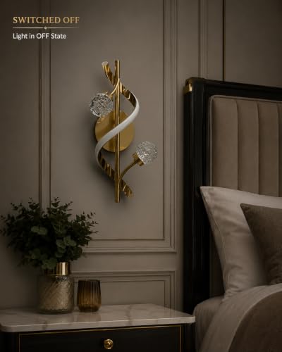 Image of FILLISKA Luxurious LED Wall Lamp for Home with Adjustable Colour Changing Function (1 Year Warranty)(French Gold-5054)