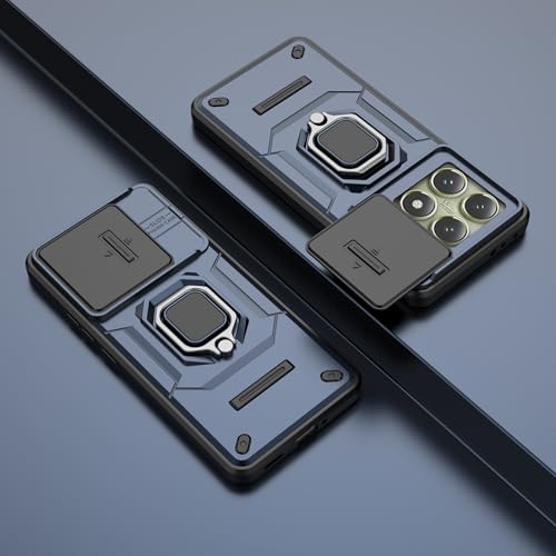 Image of Thermoplastic Polyurethane Camshield Pro Case With Slide Camera Protection And Ring Stand Bumper Back Case Cover For Xiaomi 14T 5G (Blue)