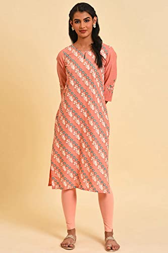 Image of W for Woman Brown Paisley Printed Pure Cotton Flared Kurta and Parallel Pants Set