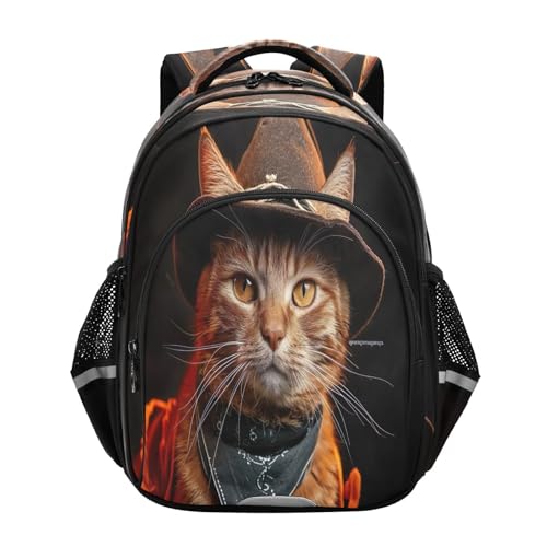15 Inch Backpack for School Boys Girls, Cat Funny Cute Animal Ergonomic Backpack for Kids
