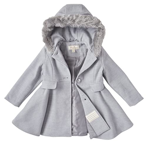 Cremson Girls' Wool Look Single Breasted Hooded Long Winter Dress Coat Outerwear4