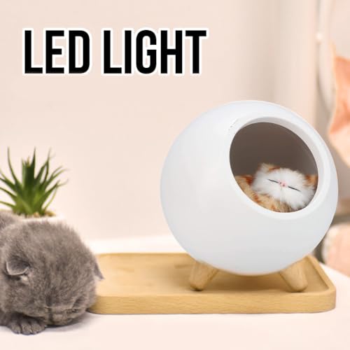 Lámpara de noche gatito blanca con batería recargable miniatura 4