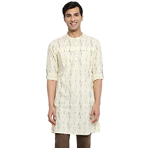 Image of Fabindia Men's Cotton Printed Slim Kurta