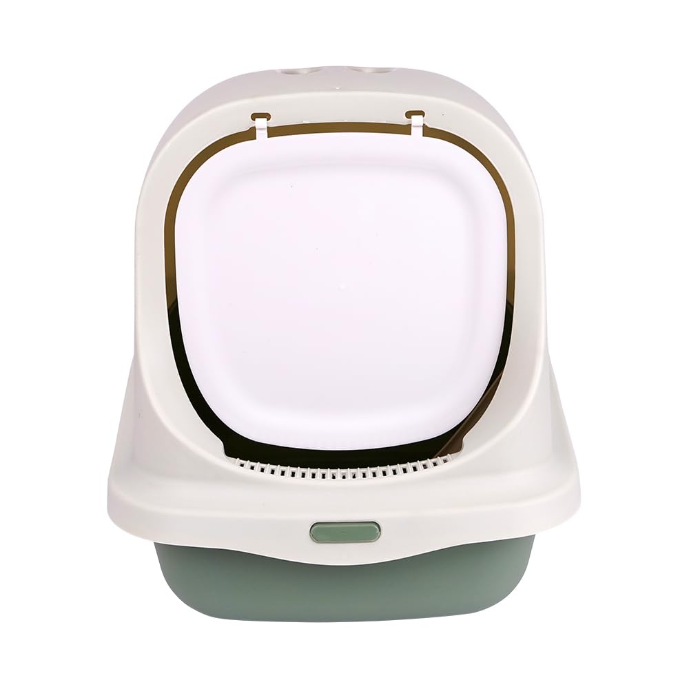Scatola di sabbia per gatti con pala WC chiuso per animali domestici igienici e inodori per gatti con coperchio anti-perdite e privato 43 x 51 x 38 cm (verde)