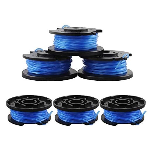 Heqishun 6-pack strimmerspole för Ryobi trimer, trimmerlina 1,65 mm autofeed ersättningsstrimmerspolar för Ryobi One+ AC14RL3A, Ryobi 18V, 24V och 40V sladdlösa trimmers