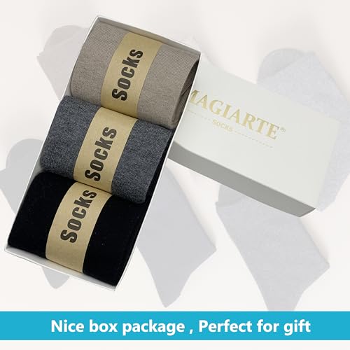 Image of MAGIARTE Merino Wool Socks Christmas Gift Pack Light Weight Winter Warm Vintage Cozy Crew Socks for Women and Men 3 Pack