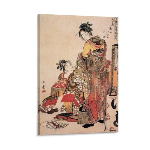 喜多川歌麿 浮世絵師 未亡人 和風 ポスター ホーム装飾 パネル 壁アート 現代壁掛け 絵画 版画 芸術作品 インテリア16x24inch(40x60cm)