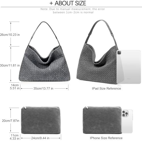 Image of JINMANXUE Women Boston Bag, Woven Hobo Tote Handbag and Purses, Female Satchel Messenger Bags, Fashion Shoulder Crossbody Bag