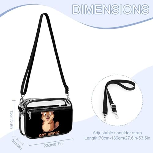 Beaver Got Wood Women's Clear Crossbody Purse Bag Transparent Bags Pocket for Concerts Sports Festivals2