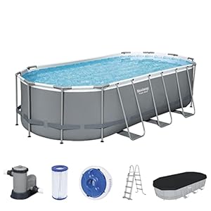 Bestway Power Steel Frame Pool Complete set met filterpomp 549 x 274 x 122 cm, grijs, ovaal