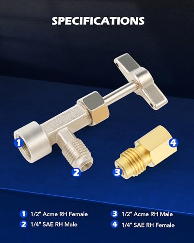 Image of Orion Motor Tech R134a Self Sealing Can Tap, Self-Sealing Can Opener for R134a Refrigerant Self-Sealing Cans, with Tank Adapter for 1 /4 inch and 1 /2 inch AC Charging Hoses for Refilling Automotive AC System