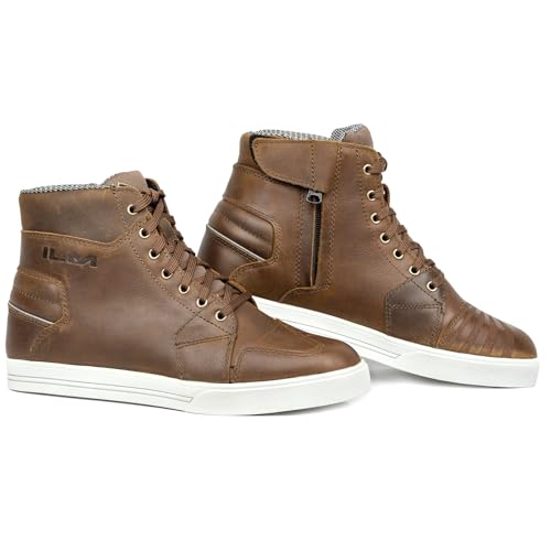 ILM UB32 Leather Waterproof Motorcycle Riding Shoes Anti-Slip for Men (Brown,11)