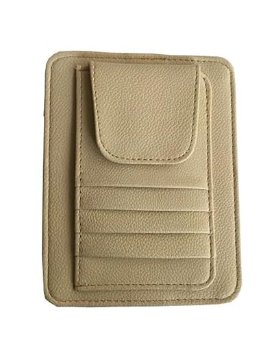 Étui à lunettes de soleil pour voiture beige avec porte-carte intégré