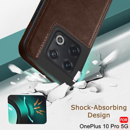 Image of TheGiftKart Genuine Leather Finish Back Cover Case for OnePlus 10 Pro 5G | Shockproof Design | Raised Edges for Camera & Screen Protection | Stunning Minimalist Design Back Case Cover (Brown)