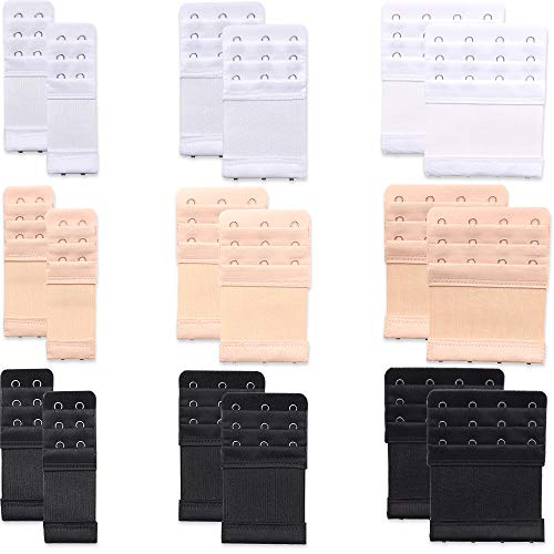 Duolemi 18PCS Bra Extenders 2/3/4 Hooks Soft Elastic Bra Band Extension Strap Women Ladies Brassiere Extension Hooks (2/3/4 Hooks-Long-18)