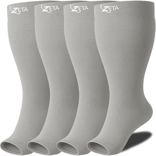Image of Zeta Wear Plus Size Compression Socks for Women and Men, Wide Calf Knee-High 15-19 mmHg Graduated Support, Easy-On Cuff, Fits Calves to 26 inch / 66 cm