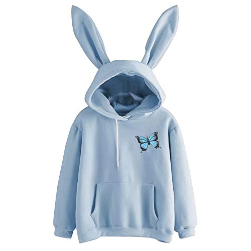 Sweats à capuche femme lapin pull sleeve tops femmes sweat-shirt long décontracté