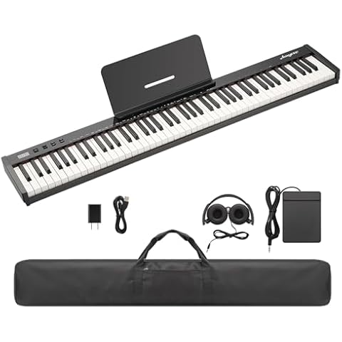 Keyboard Piano, Portable Digital Piano 88 Key, Electric Keyboard Piano With Headphones, Pedal, Handbag, Power Supply, Full Size Piano Keyboard for Beginners and Professionals Cover