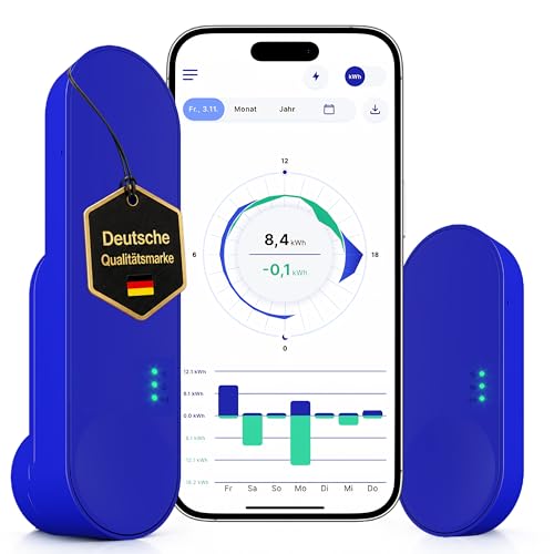 IOmeter Smart Meter Kit - IR-Lesekopf mit App & WLAN Bridge - Stromzähler auslesen & Stromverbrauch messen - Verbrauch Einspeisung Home Assistant Homey & Batteriespeicher - Batterie & USB-C